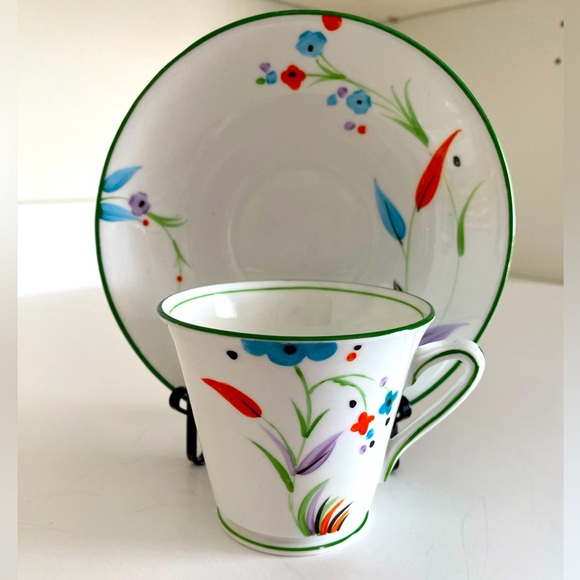 EUC Vtg Phoenix Bone China Teacup and Saucer in Art Deco Style - Picture 1 of 7